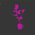Red Rose and Small White Flower Arranged in Colorful Decorative Cup