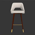 Modern White Padded Bar Stool With Curved Backrest Red Metal Legs And Golden Base
