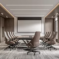 Modern conference room conference table and chair combination projector floor-to-ceiling window 3d model