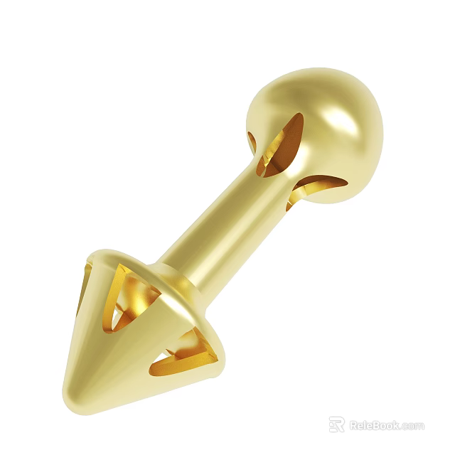 Golden Metal Decorative Object With Spherical Top And Conical Hollow Design 3d model 