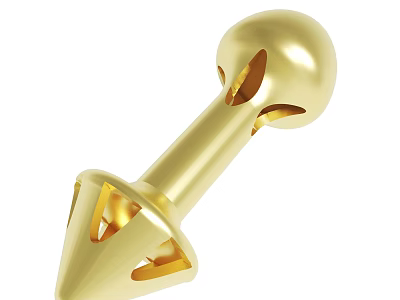 Golden Metal Decorative Object With Spherical Top And Conical Hollow Design 3d model
