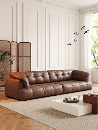 Middle-style double sofa 3d model