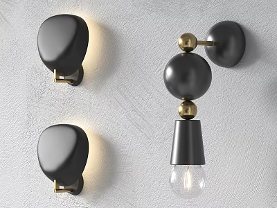 Modern Black Wall Lamps With Gold Accents And Minimalist Decorative Design Lighting 3d model
