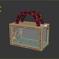 Transparent Household Storage Box With Plaid Handle And Pink Decorative Frame