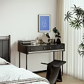 Middle Ancient Cream Style Dressing Table Combination Cosmetic Ornaments Combination Dressing Stool 3d model