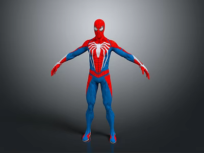 Spider Man Game Movie Character In Red Blue Costume With Spider Logo Standing Pose 3d model