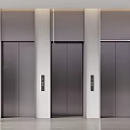 Modern Elevator Doors In Lobby With Sleek Metal Design And Control Panels 3d model