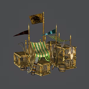 Modern Cartoon Scene Ancient Cage 3d model