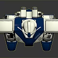 Blue And White Mecha Style Mechanical Robot Character In Standing Pose With Armor Details