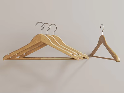Classic Wooden Clothes Hangers With Smooth Finish For Wardrobe Organization And Storage 3d model