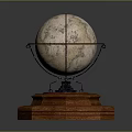 Classic Decorative Globe Ornament Set with Octagonal Wooden Base and Metal Stand