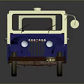 Vintage Blue And White Military Vehicle With Red Stripes And Emblem