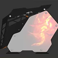 Modern High Performance PC Case With RGB Cooling Fans And Flame Pattern Design 3d model