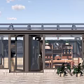 Contemporary Conservatory Featuring Glass Roof Windows Interior Table And Outdoor Plants