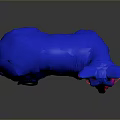 Hairless Cat With Blue And Pink Gradient Fur And Yellow Eyes On Dark Background