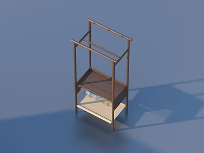 Dark Brown Wooden Storage Shelf with Simple Design Multi layer Mesh Flat Shelves 3d model