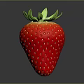 Fresh Red Strawberry With Green Leaves And Seeded Surface On Dark Background