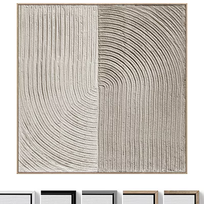 Abstract Textured Wall Art With Circular And Linear Geometric Patterns In Neutral Tones 3d model