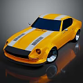 Vintage Yellow Sports Car With White Stripes And Sleek Body Design