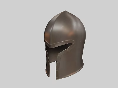 Ancient Metal Helmet Featuring Classic Dome Shape And Face Guard Details 3d model