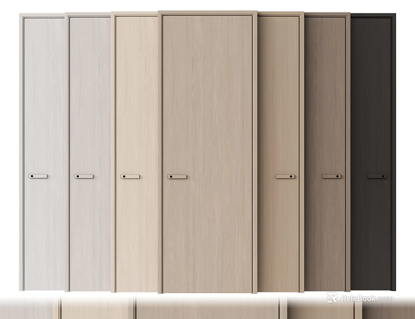 Flush Doors In Multiple Colors And Wood Textures For Home Interior Design 3d model 