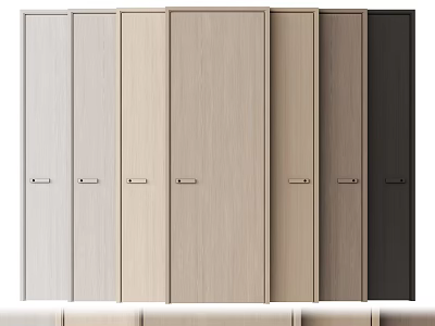 Flush Doors In Multiple Colors And Wood Textures For Home Interior Design 3d model