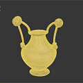 Ancient Ceramic Vase With Double Floral Handles Intricate Patterns And Transparent Base