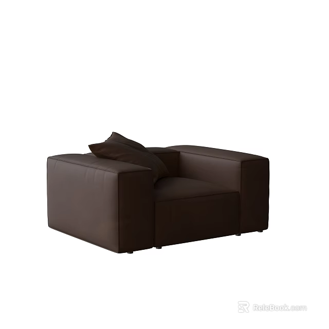 Elegant Brown Leather Single Sofa With Modern Design And Comfortable Cushions 3d model