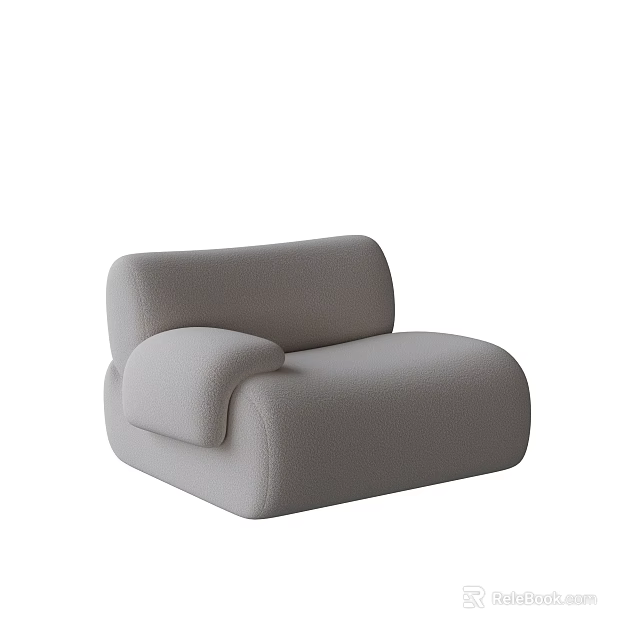 Modern Light Gray Single Sofa With Rounded Design Upholstered For Living Room 3d model