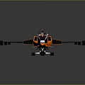 Modern Orange And Blue Model Airplane With Streamlined Body And Black Wings