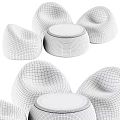 Modern Stylish Table and Chair Set with Rounded Design in Yellow White Gray Brown Colors