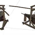 Ancient Wooden Siege Weapons With Medieval Catapult Design And Metal Straps