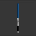 Blue Lightsaber Weapon with Silver and Black Hilt on Gray Gradient Background 3d model
