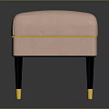 Pink Tufted Upholstered Ottoman With Gold Trim And Black Legs With Gold Accents