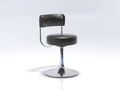 Modern Single Chair With Black Leather Seat And Chrome Metal Base 3d model