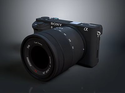 Sony Alpha Mirrorless Camera With Black Body And Detachable Lens 3d model