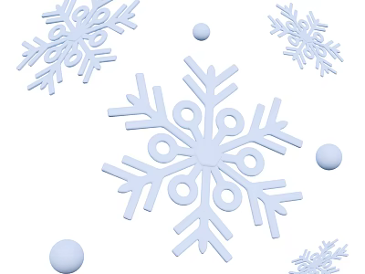 Decorative Ornament Decoration Set With Snowflakes And Small Round Balls 3d model