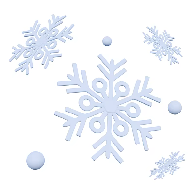 Decorative Ornament Decoration Set With Snowflakes And Small Round Balls 3d model