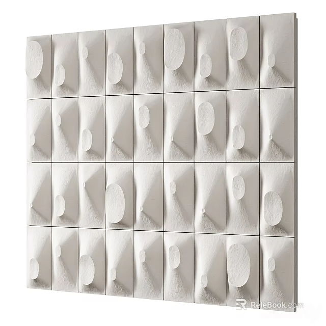 White Square Shaped Wall Decor With Circular Raised Patterns Neatly Arranged 3d model 
