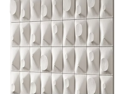 White Square Shaped Wall Decor With Circular Raised Patterns Neatly Arranged 3d model