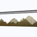 Modern Feature Wall Design With Metal Strip Mountain Pattern And Stone Frame