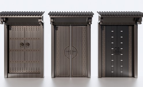 New Chinese style door combination 3d model