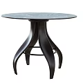 Round Marble Top Dining Table With Stylish Black Curved Legs Design