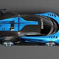 Bugatti Blue Sports Car With Sleek Body Rear Wing And High Performance