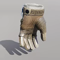 Brown Leather Protective Glove With Stitched Straps And Hard Knuckle Design