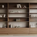 Modern Walnut Bookcase With Multiple Shelves Books Decorative Items And Storage Cabinets