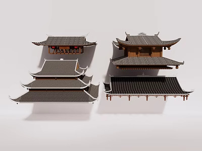 Chinese Traditional Roof Components With Multi Layer Design And Classic Tile Structures 3d model