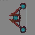 Sci Fi Energy Bow With Three Blue Glowing Cores And Red Mechanical Accents