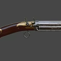 Vintage Firearm With Wooden Grip And Metal Barrel Featuring Engraved Text
