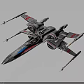 Sci Fi Starfighter Weapon With Red And Blue Stripes Multiple Engines 3d model